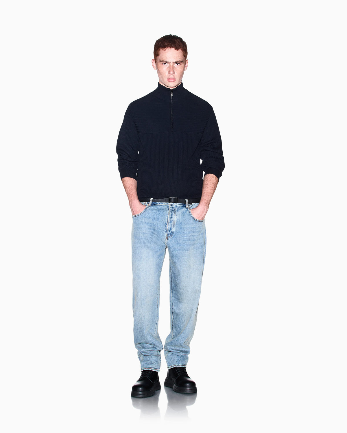 regular fit pullover in virgin wool and cotton blend
