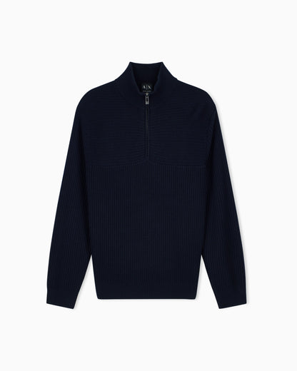 regular fit pullover in virgin wool and cotton blend