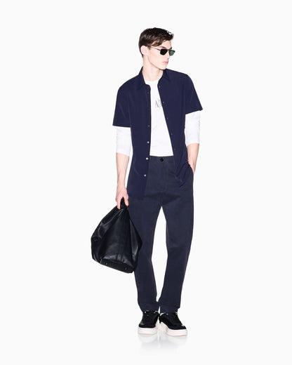 Slim Fit Shirt Solid Color Short Sleeves