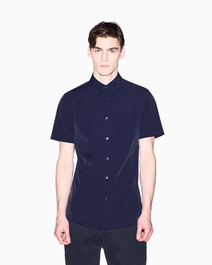 Slim Fit Shirt Solid Color Short Sleeves