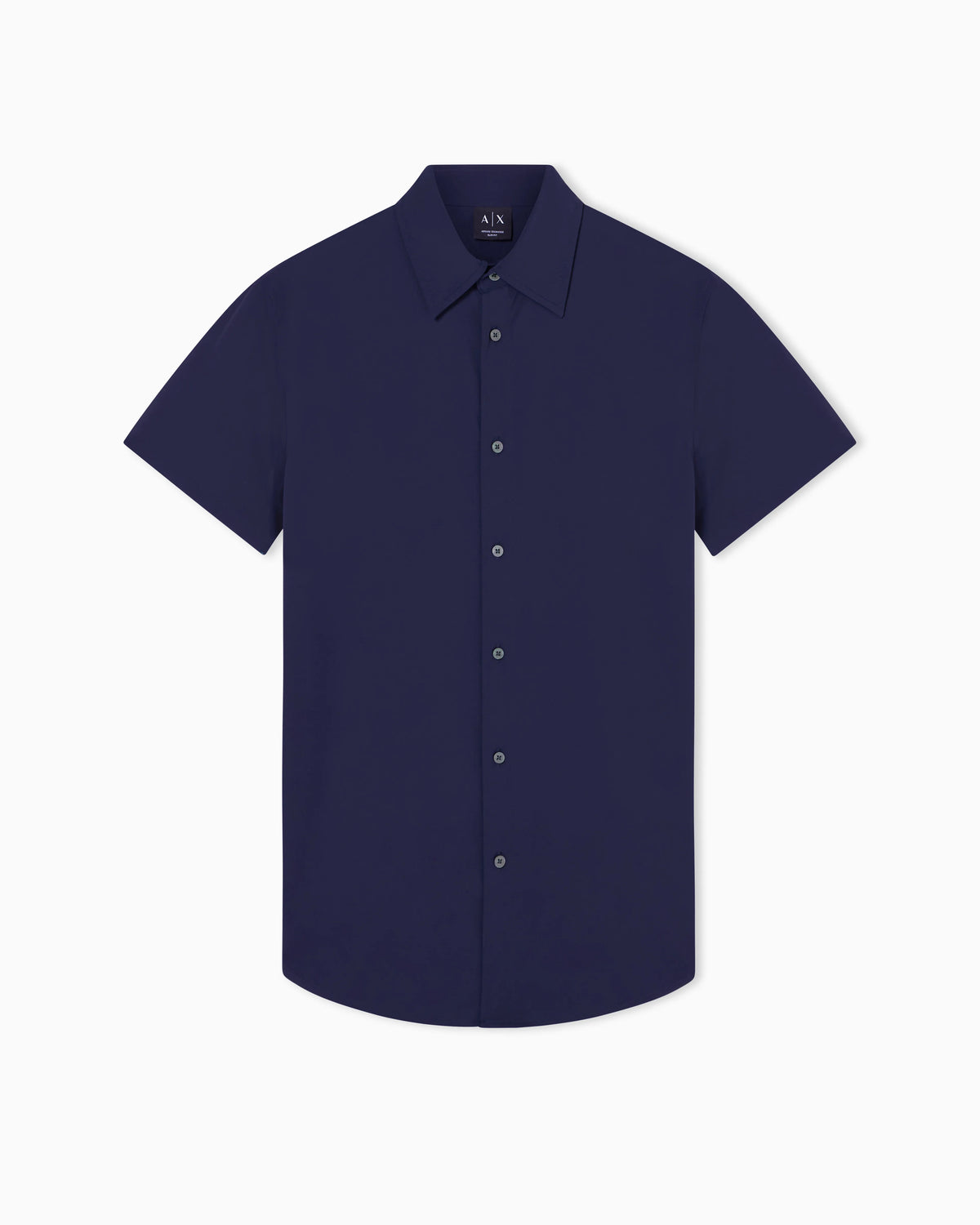 Slim Fit Shirt Solid Color Short Sleeves
