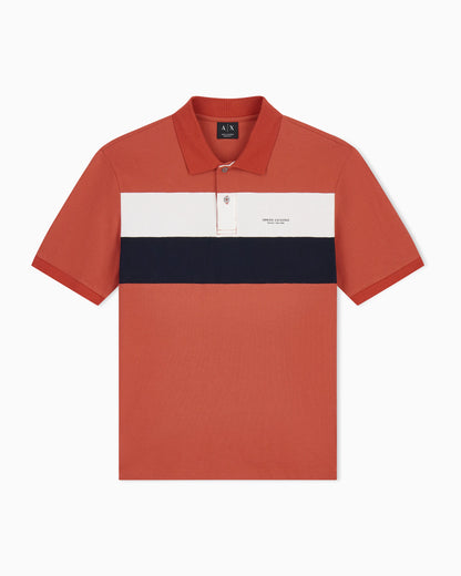 regular fit polo shirt in cotton piqué with rib details