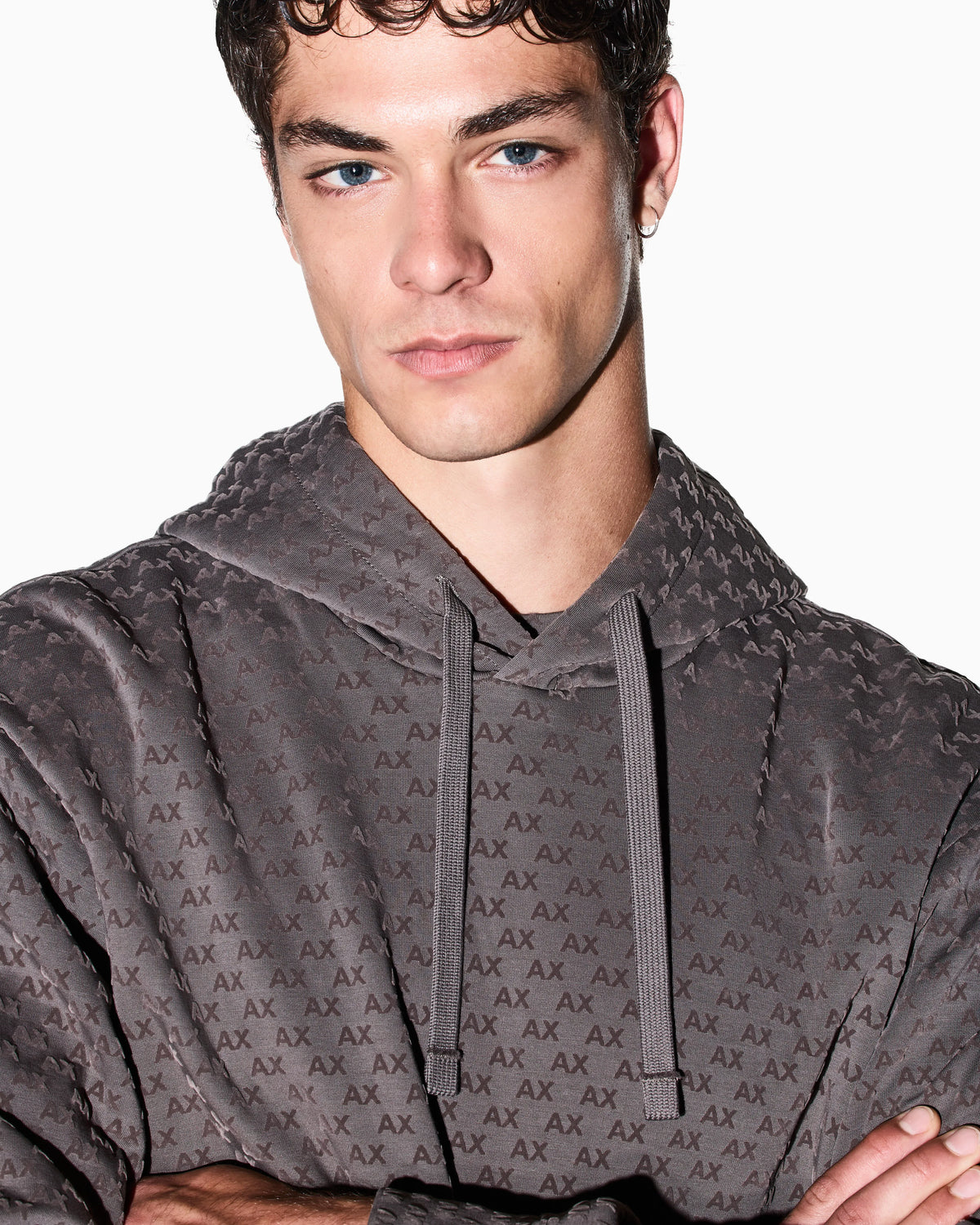 Sweatshirt with regular fit in bonded stretch cotton