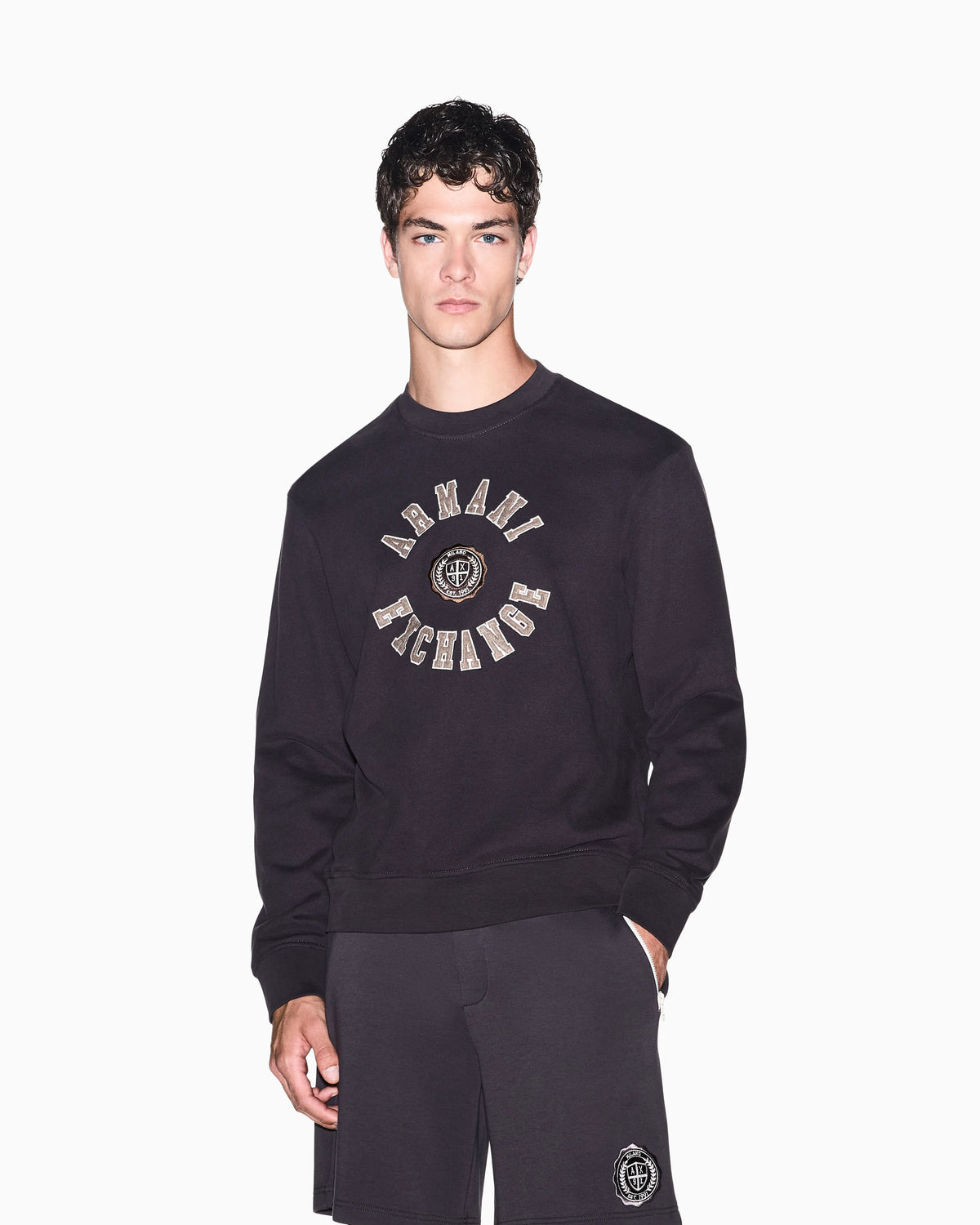sweatshirt in carbonized cotton French terry