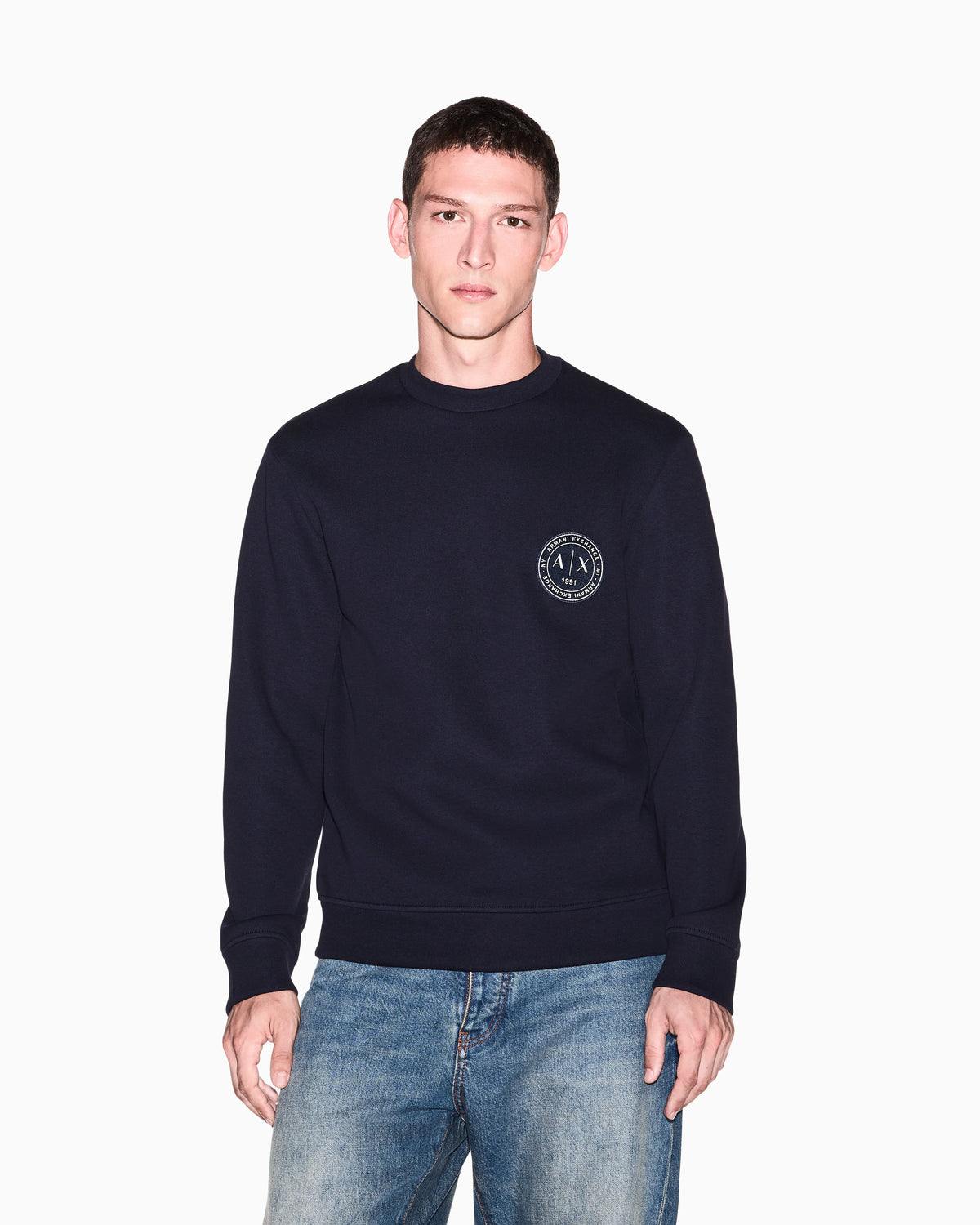 sweatshirt in bonded stretch cotton piquet