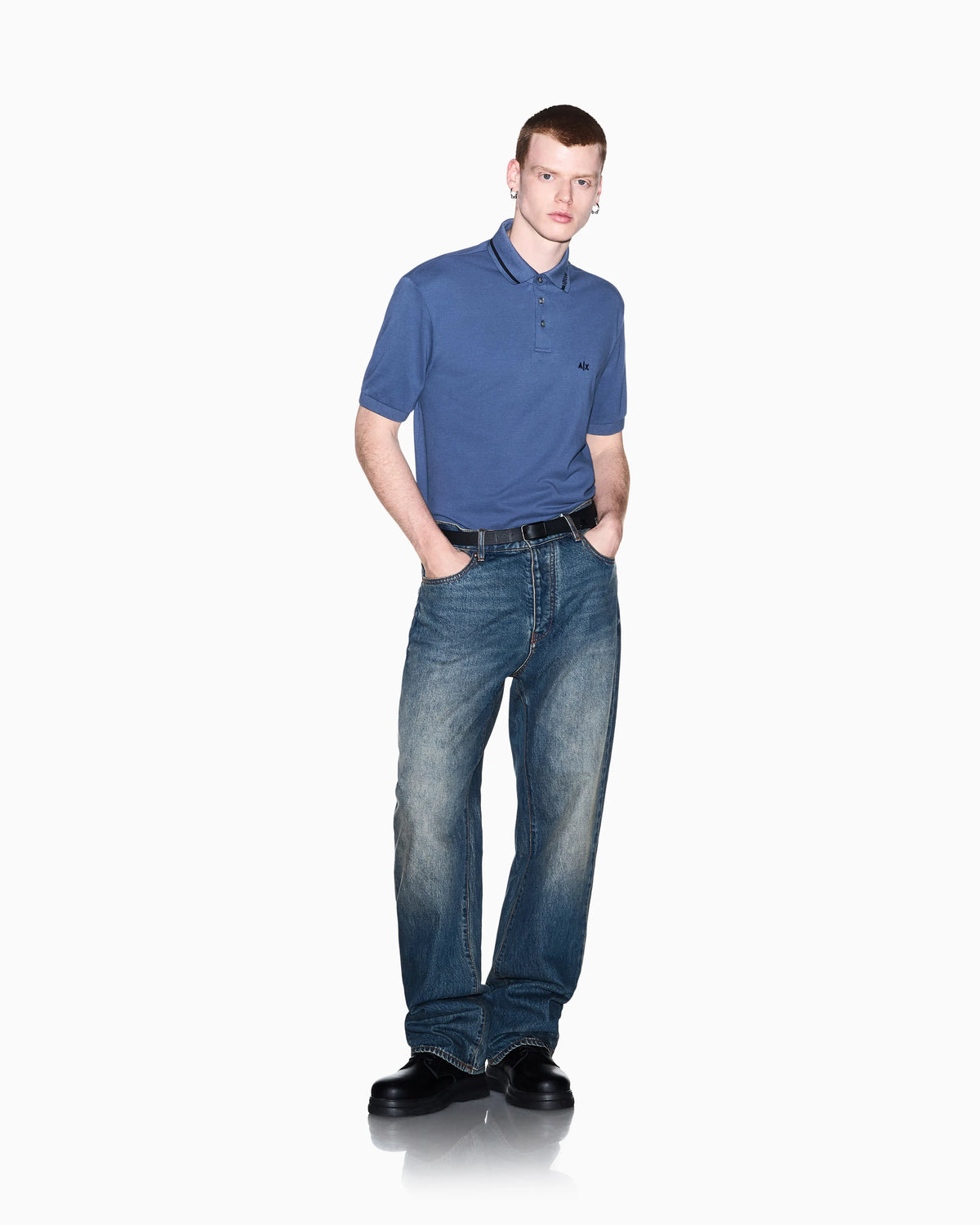 regular fit polo shirt in cotton piqué with rib details