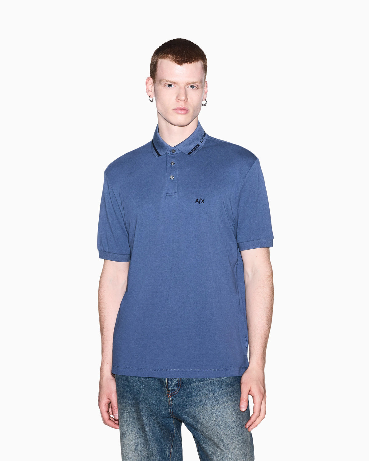 regular fit polo shirt in cotton piqué with rib details
