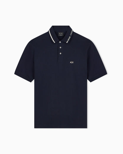 regular fit polo shirt in cotton piqué with rib details