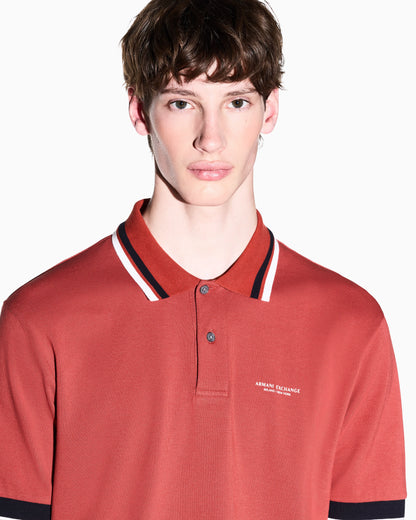 regular fit polo shirt in cotton piquet with rib details