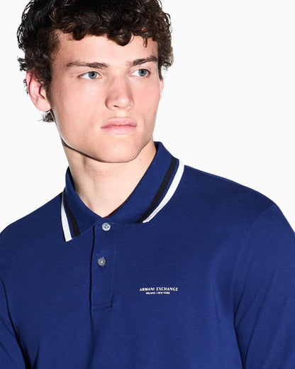regular fit polo shirt in cotton piquet with rib details