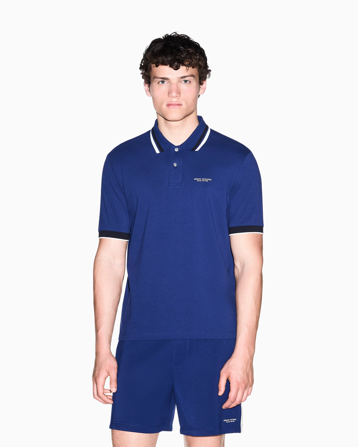 regular fit polo shirt in cotton piquet with rib details