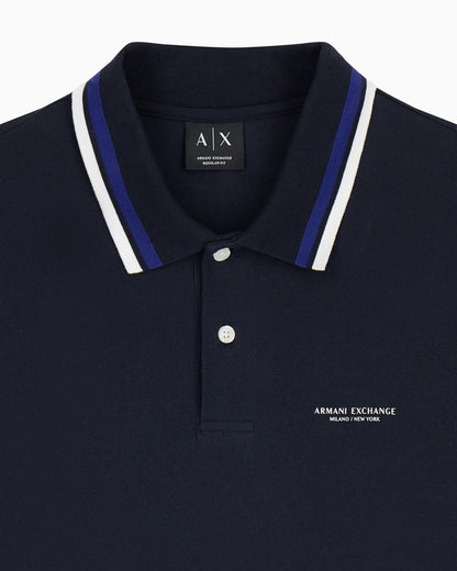 regular fit polo shirt in cotton piquet with rib details