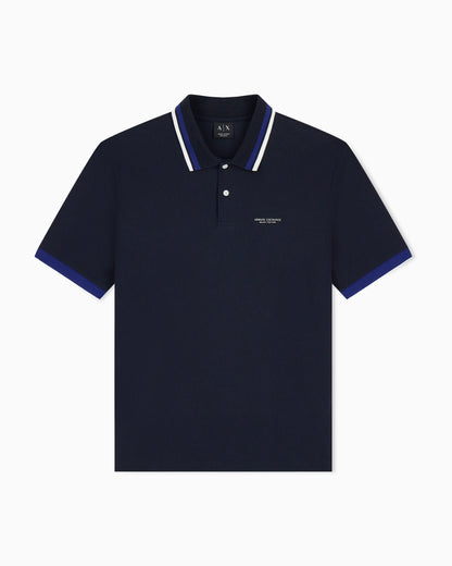 regular fit polo shirt in cotton piquet with rib details