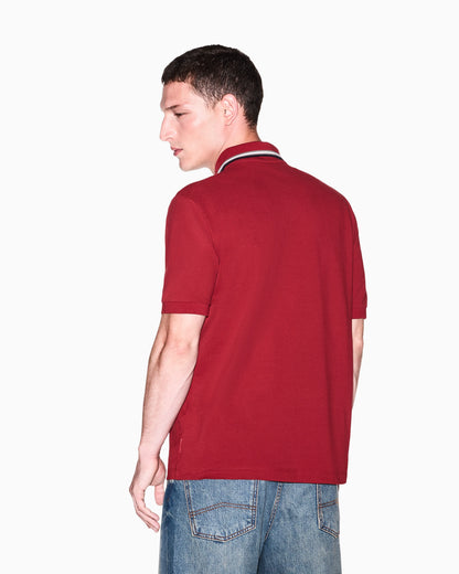regular fit polo shirt in cotton piquet with rib details