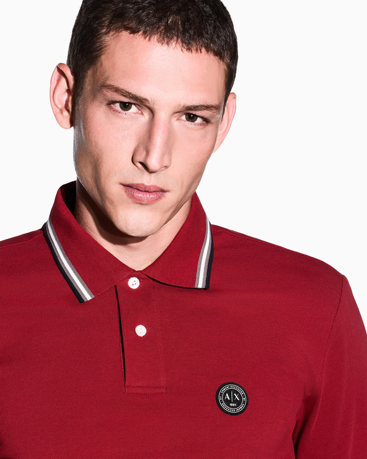 regular fit polo shirt in cotton piquet with rib details