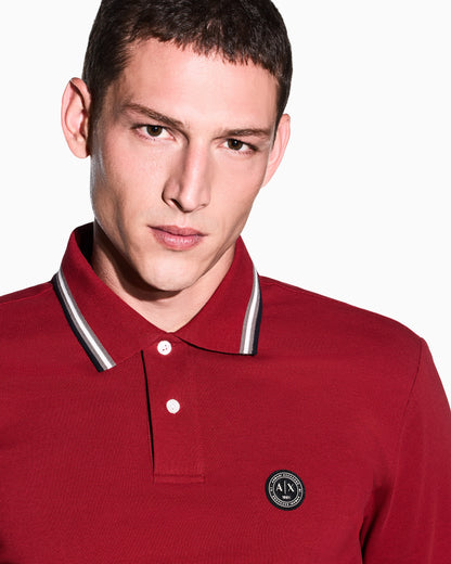 regular fit polo shirt in cotton piquet with rib details