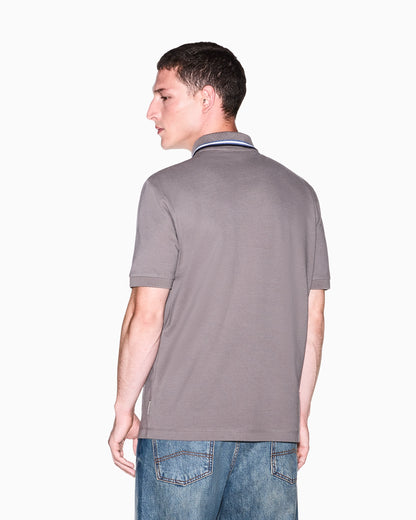 regular fit polo shirt in cotton piquet with rib details