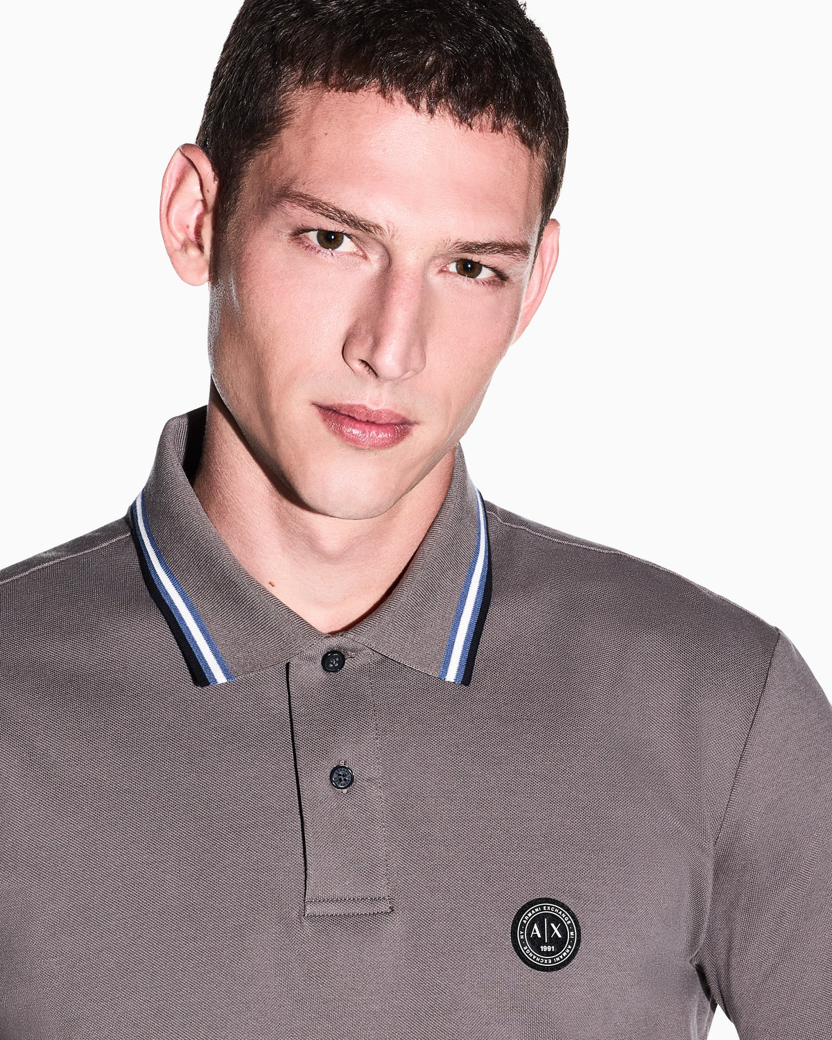 regular fit polo shirt in cotton piquet with rib details