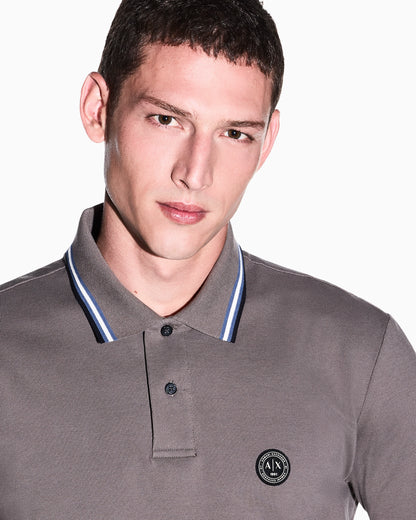 regular fit polo shirt in cotton piquet with rib details