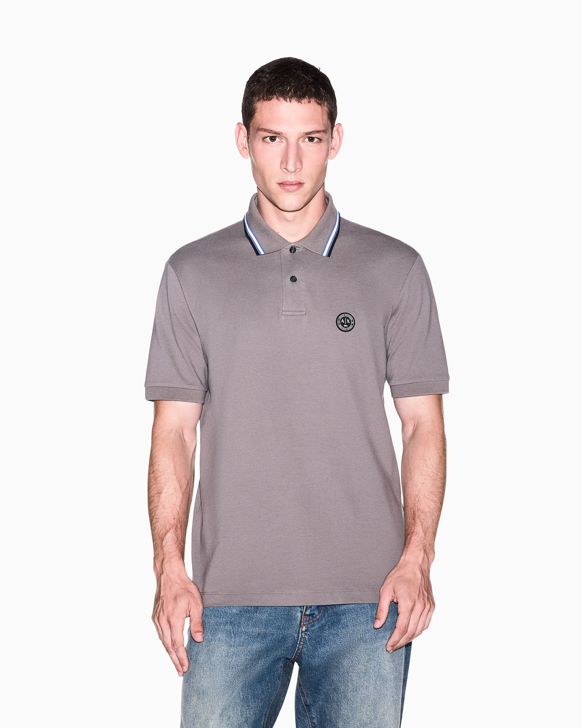regular fit polo shirt in cotton piquet with rib details