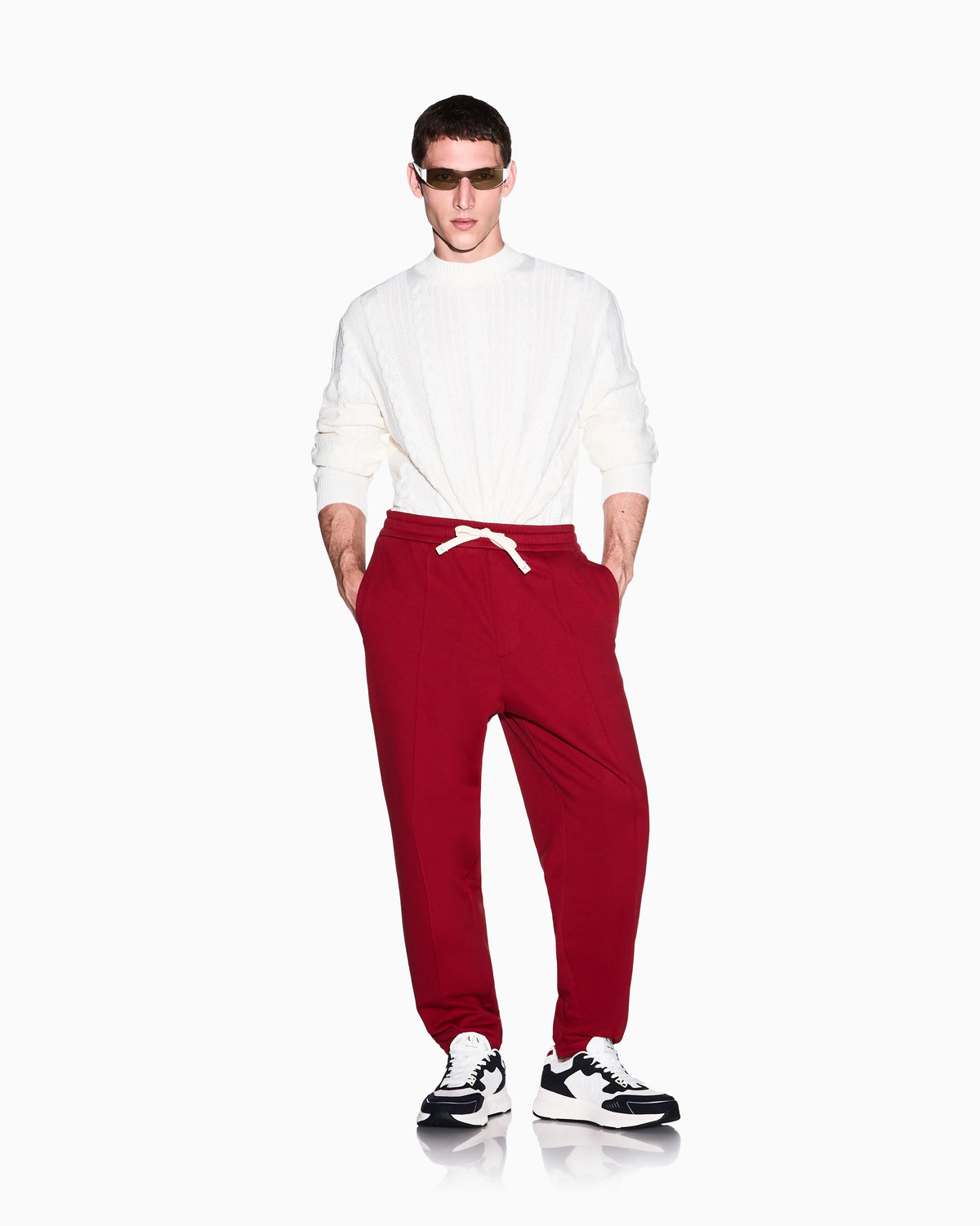 regular fit trousers in cotton French terry