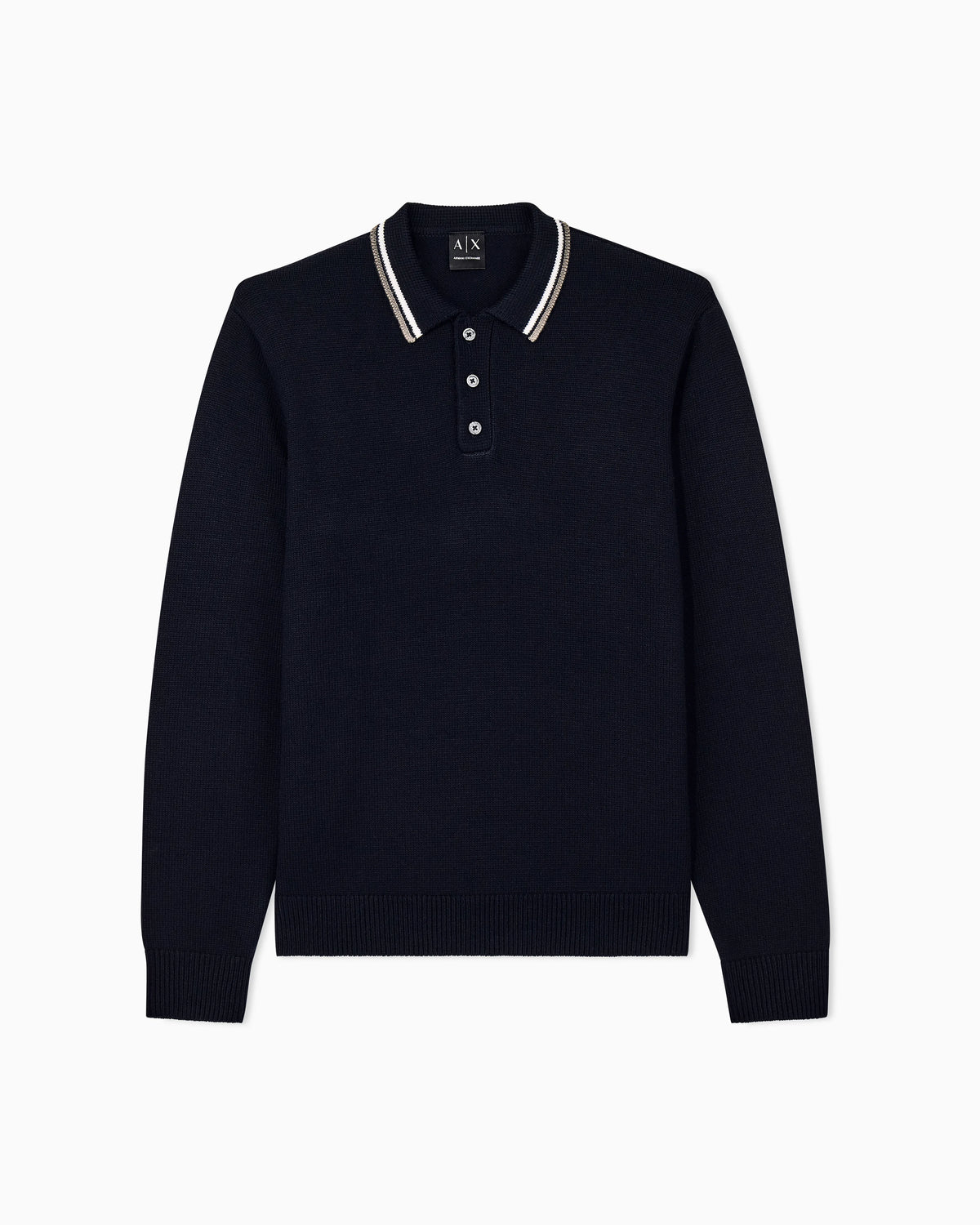 regular fit knit polo in virgin wool and cotton mix