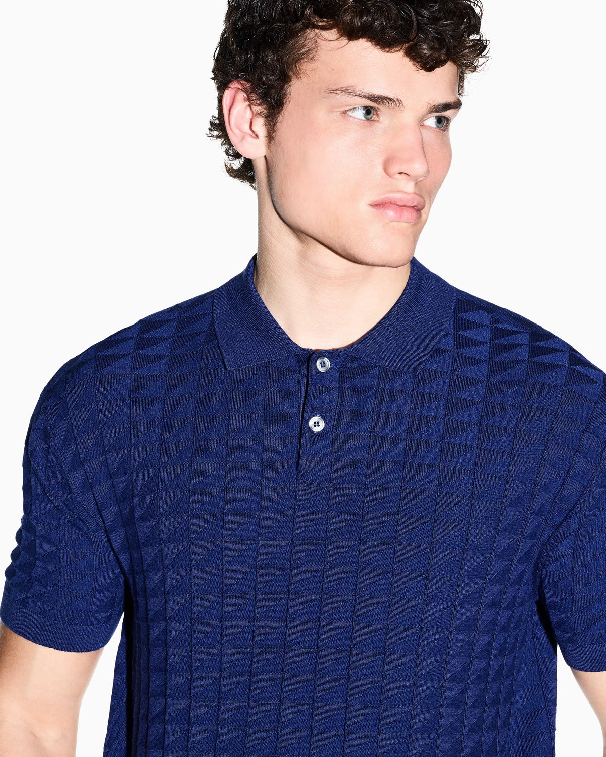 regular fit knit polo in viscose mix