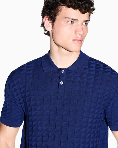 regular fit knit polo in viscose mix