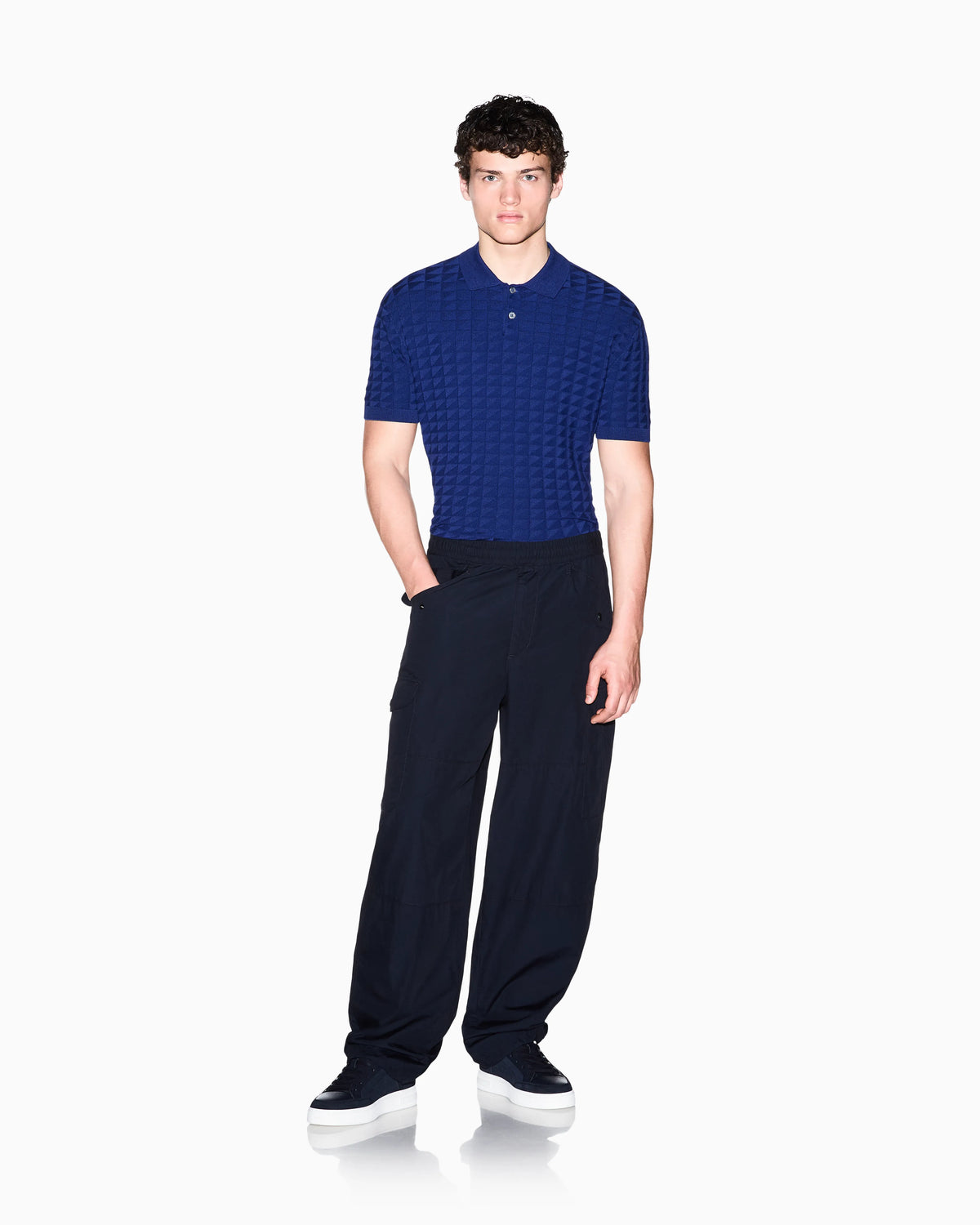 regular fit knit polo in viscose mix
