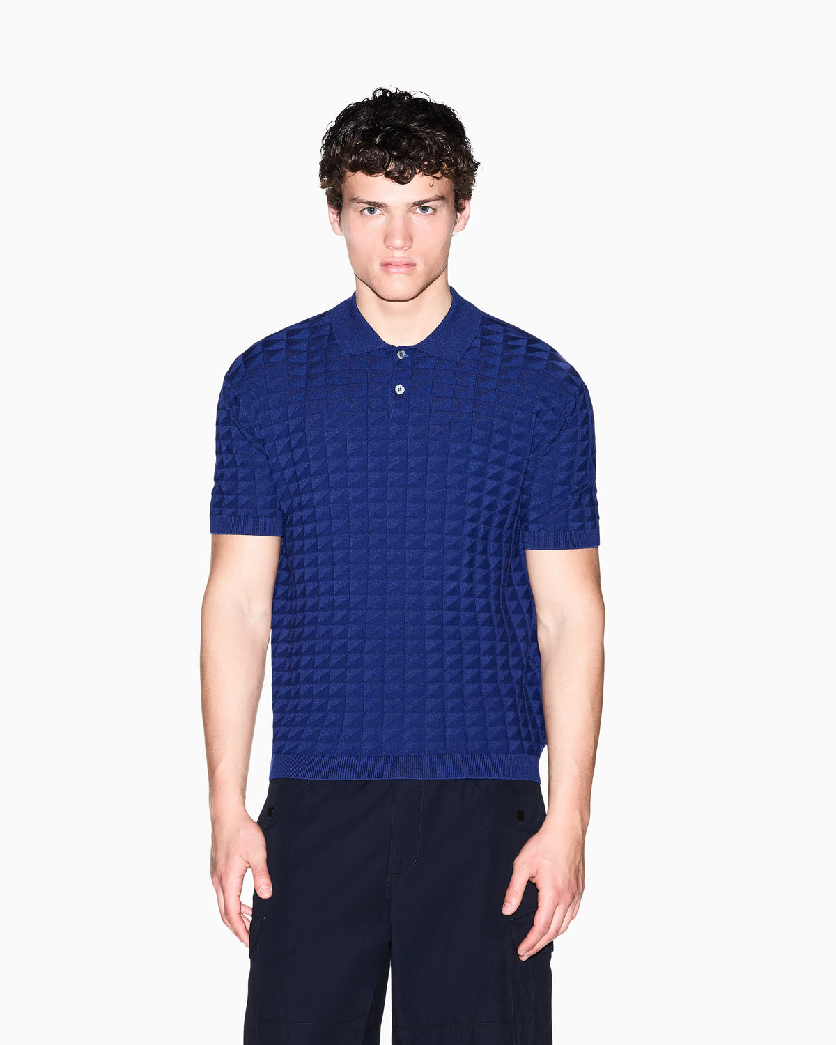 regular fit knit polo in viscose mix