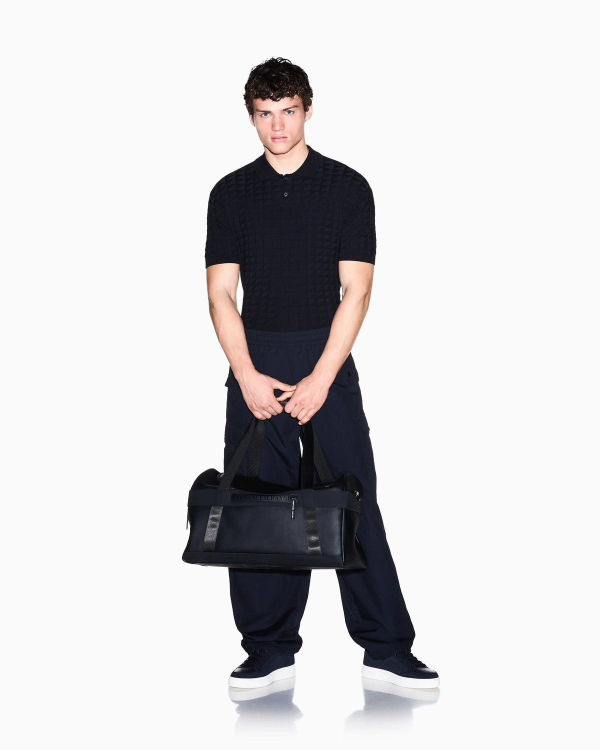 regular fit knit polo in viscose mix