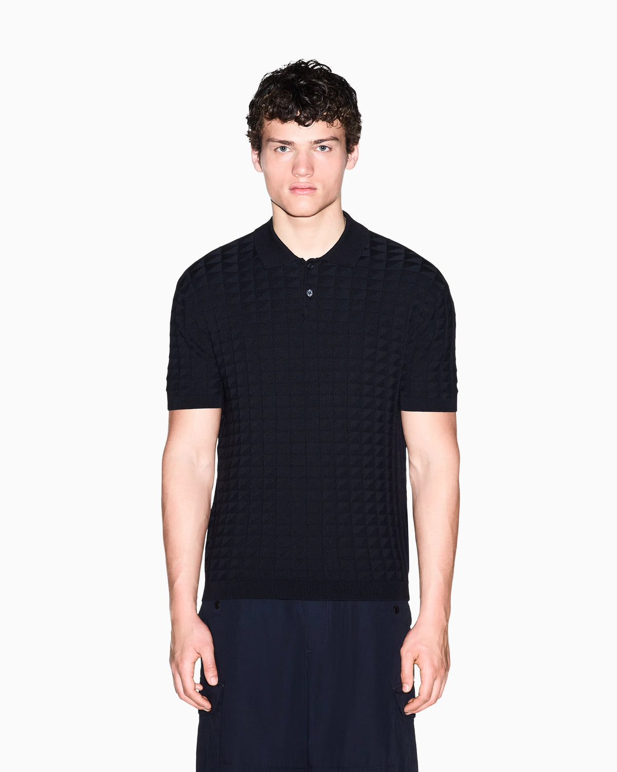 regular fit knit polo in viscose mix