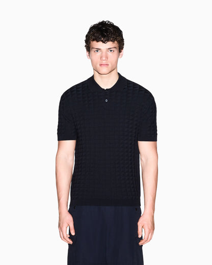 regular fit knit polo in viscose mix
