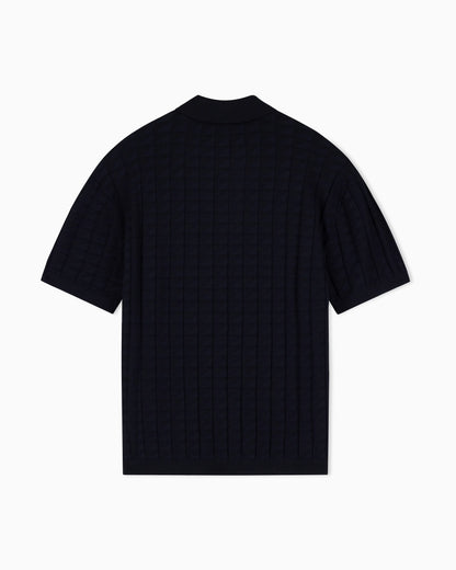 regular fit knit polo in viscose mix