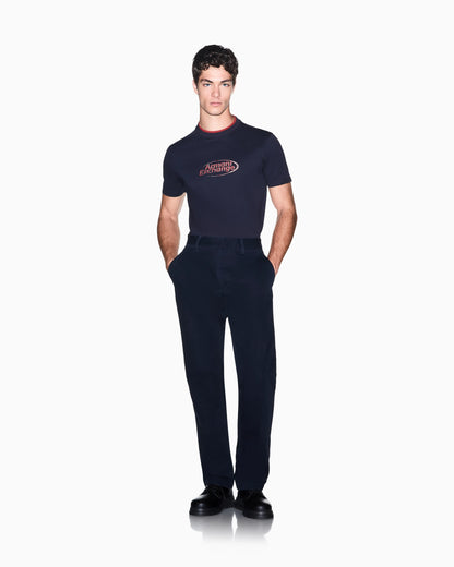 Regular fit crew neck t-shirt in cotton jersey with a logo