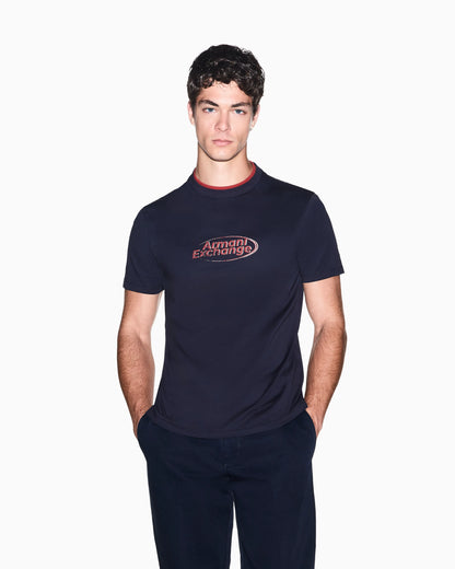 Regular fit crew neck t-shirt in cotton jersey with a logo