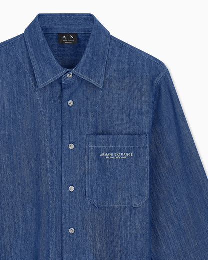 regular fit shirt in cotton denim
