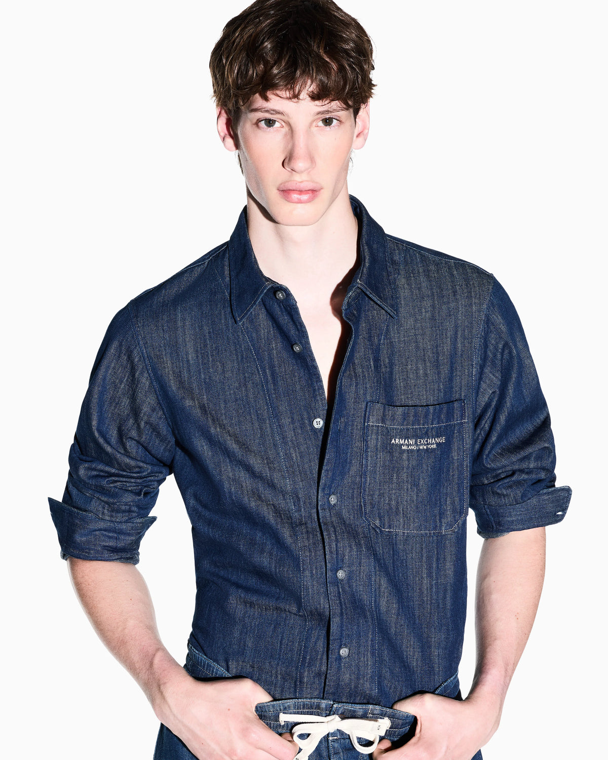 regular fit shirt in cotton denim