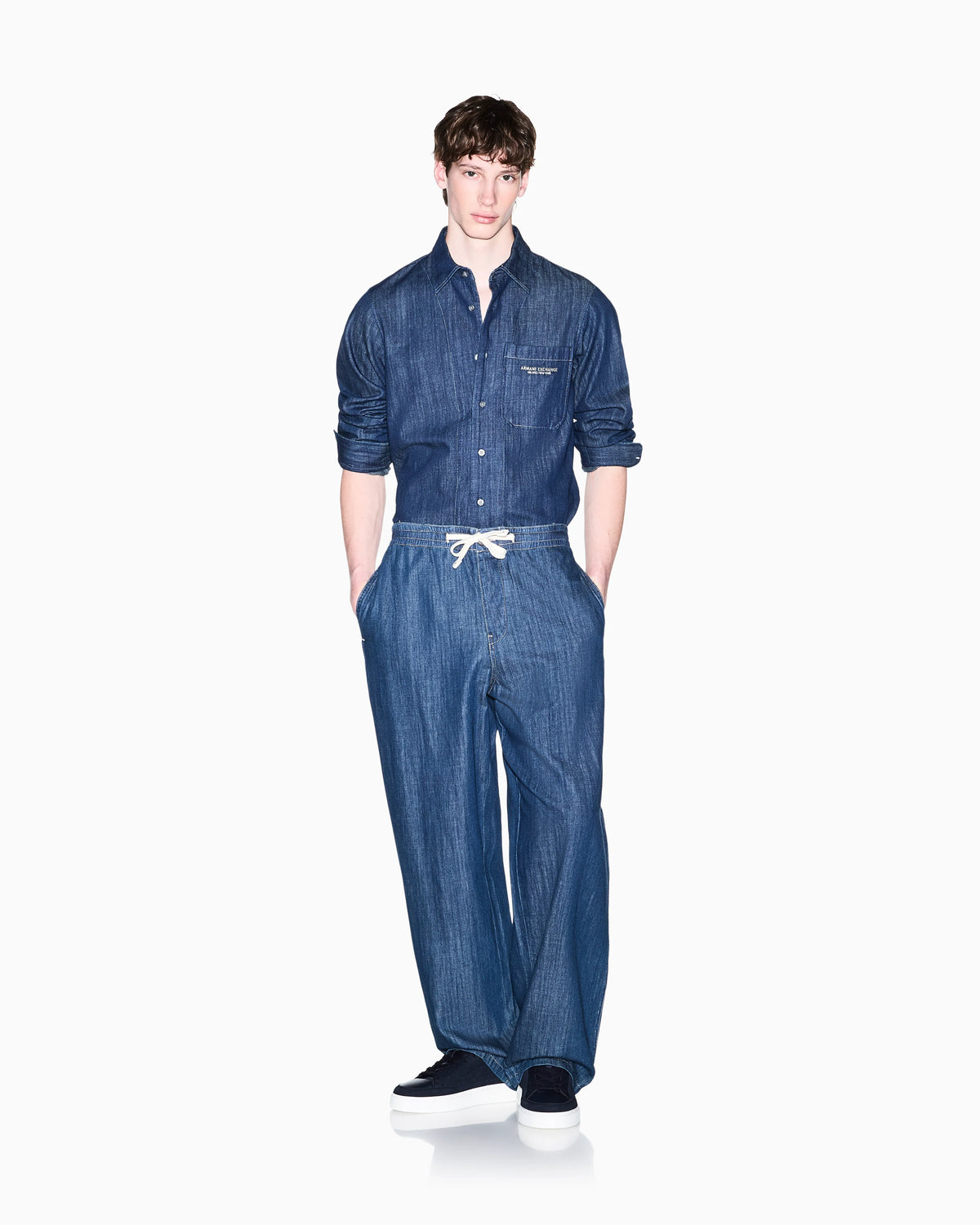 regular fit shirt in cotton denim