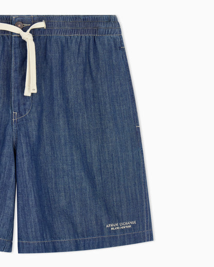 regular fit shorts in washed cotton denim
