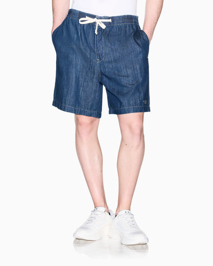 regular fit shorts in washed cotton denim
