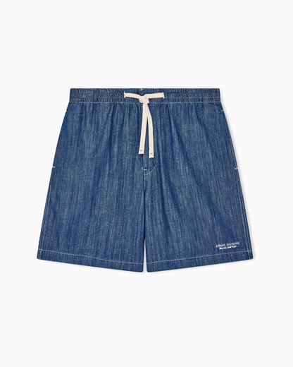 regular fit shorts in washed cotton denim