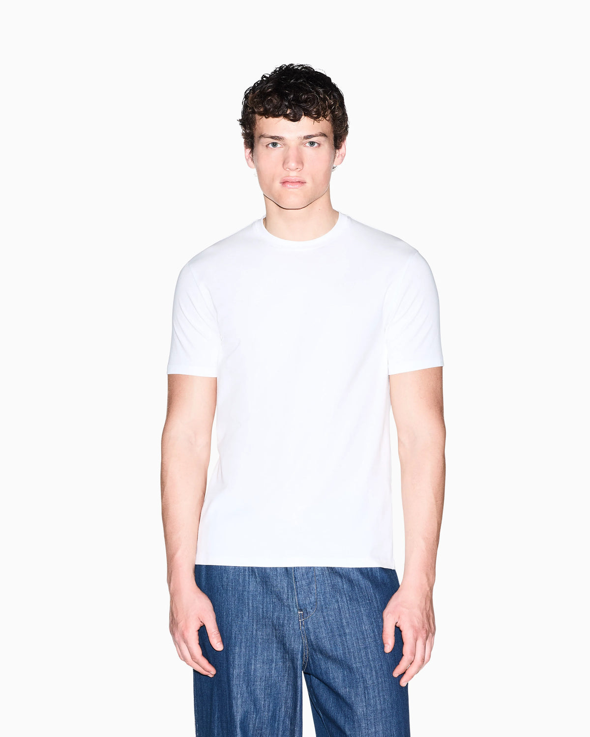 slim fit t-shirt in stretch cotton jersey with rib details