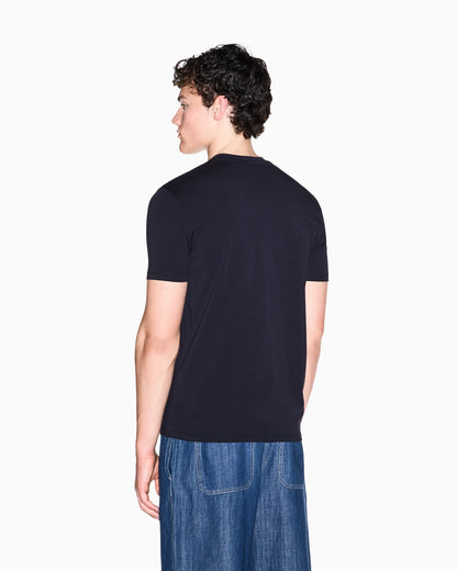 slim fit t-shirt in stretch cotton jersey with rib details