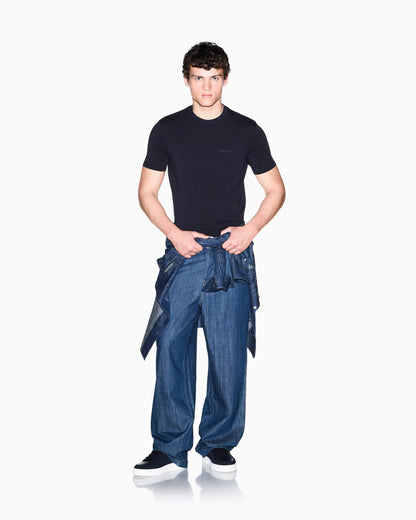 slim fit t-shirt in stretch cotton jersey with rib details