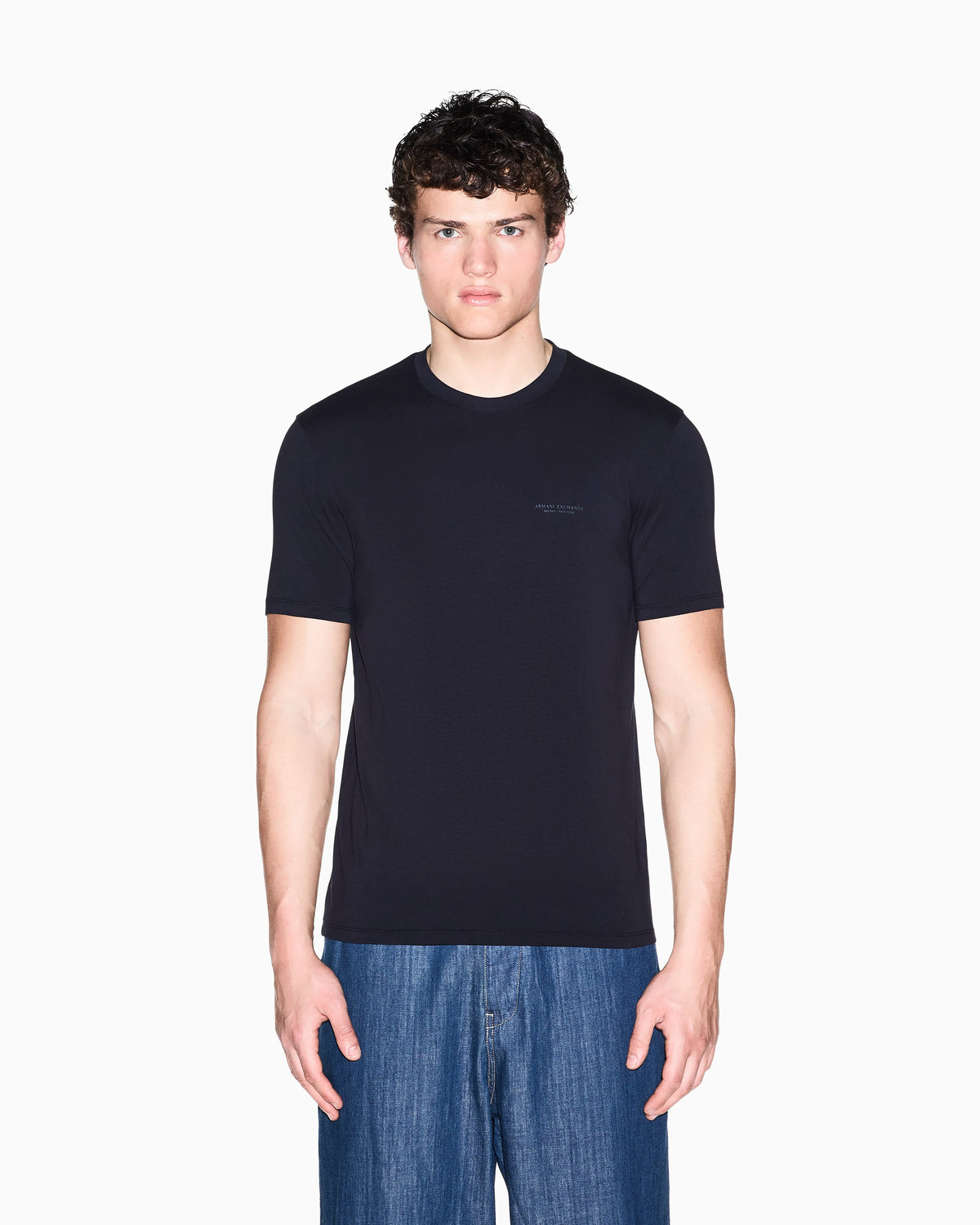 slim fit t-shirt in stretch cotton jersey with rib details