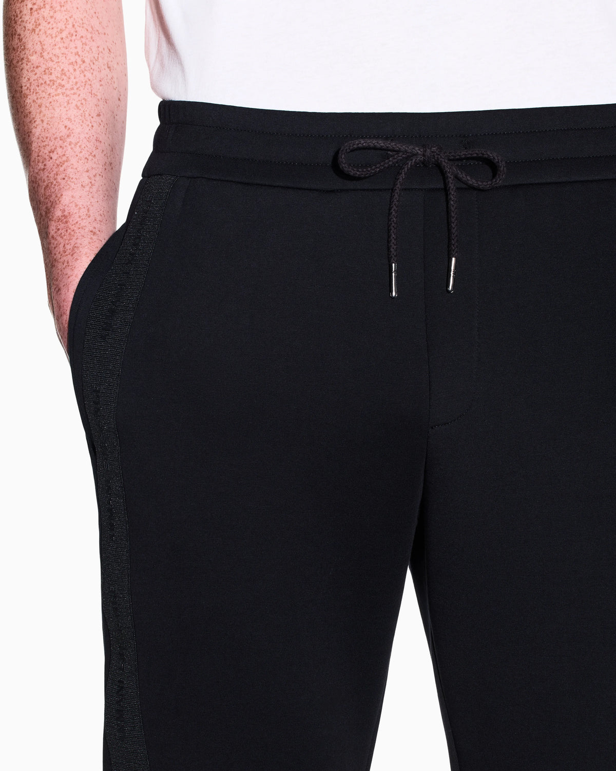 regular fit trousers bonded stretch cotton jersey