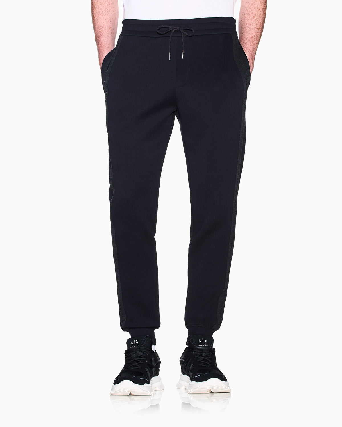 regular fit trousers bonded stretch cotton jersey