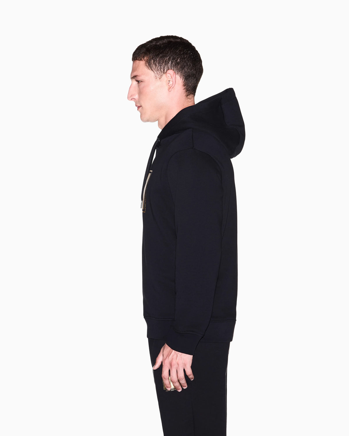 Hoodie with box gold logo