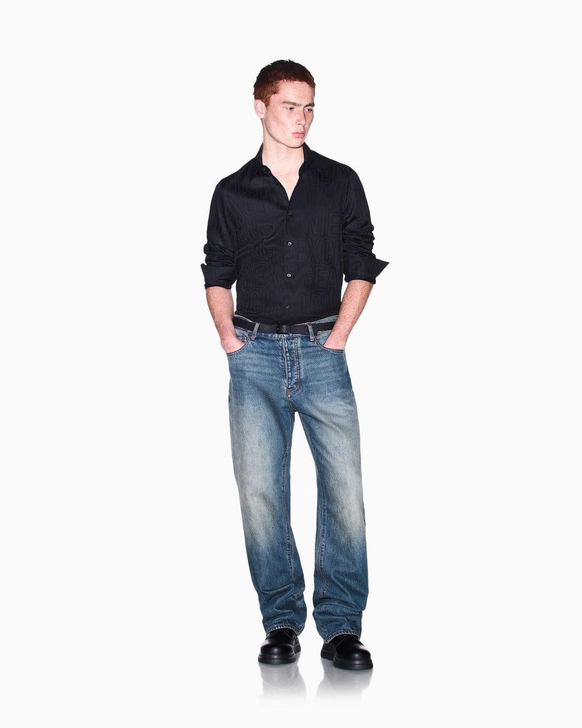 regular fit shirt in cotton jacquard